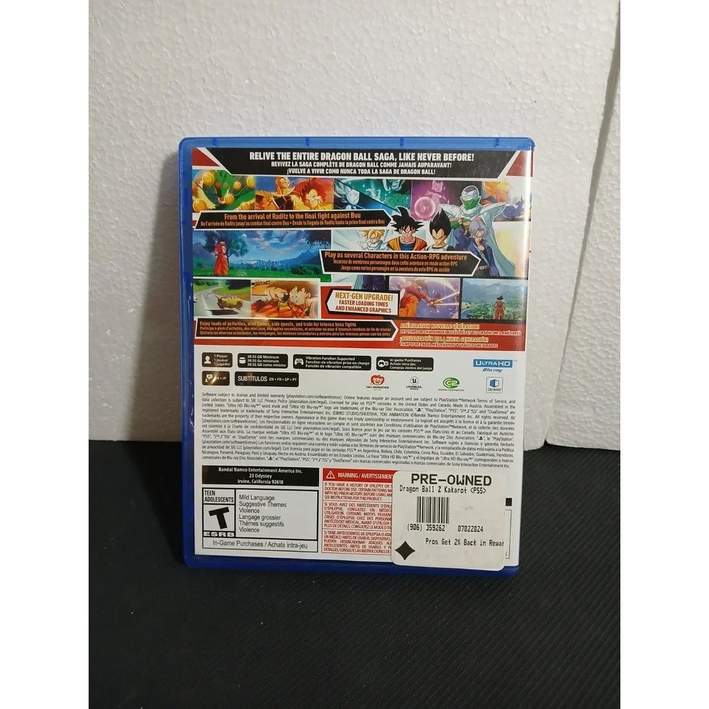 Dragon Ball Z Kakarot Sony PlayStation 5 2023 Action RPG Bandai Namco No Manual!
